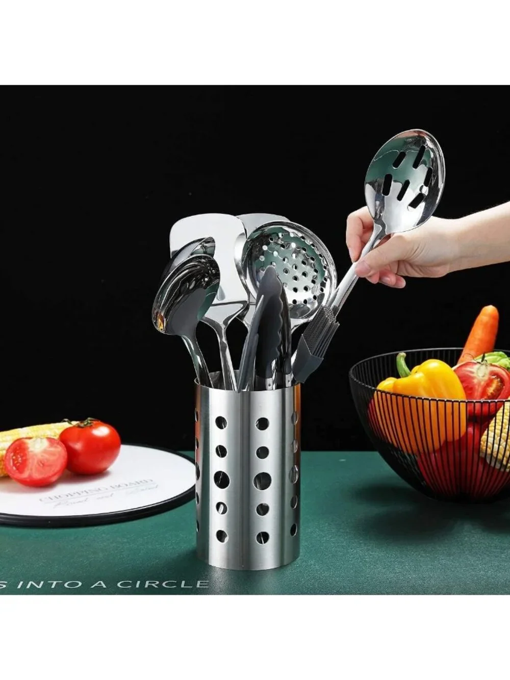 13-Piece Stainless Steel Kitchen Utensils Set, Non-Stick, Heat Resistant, Easy